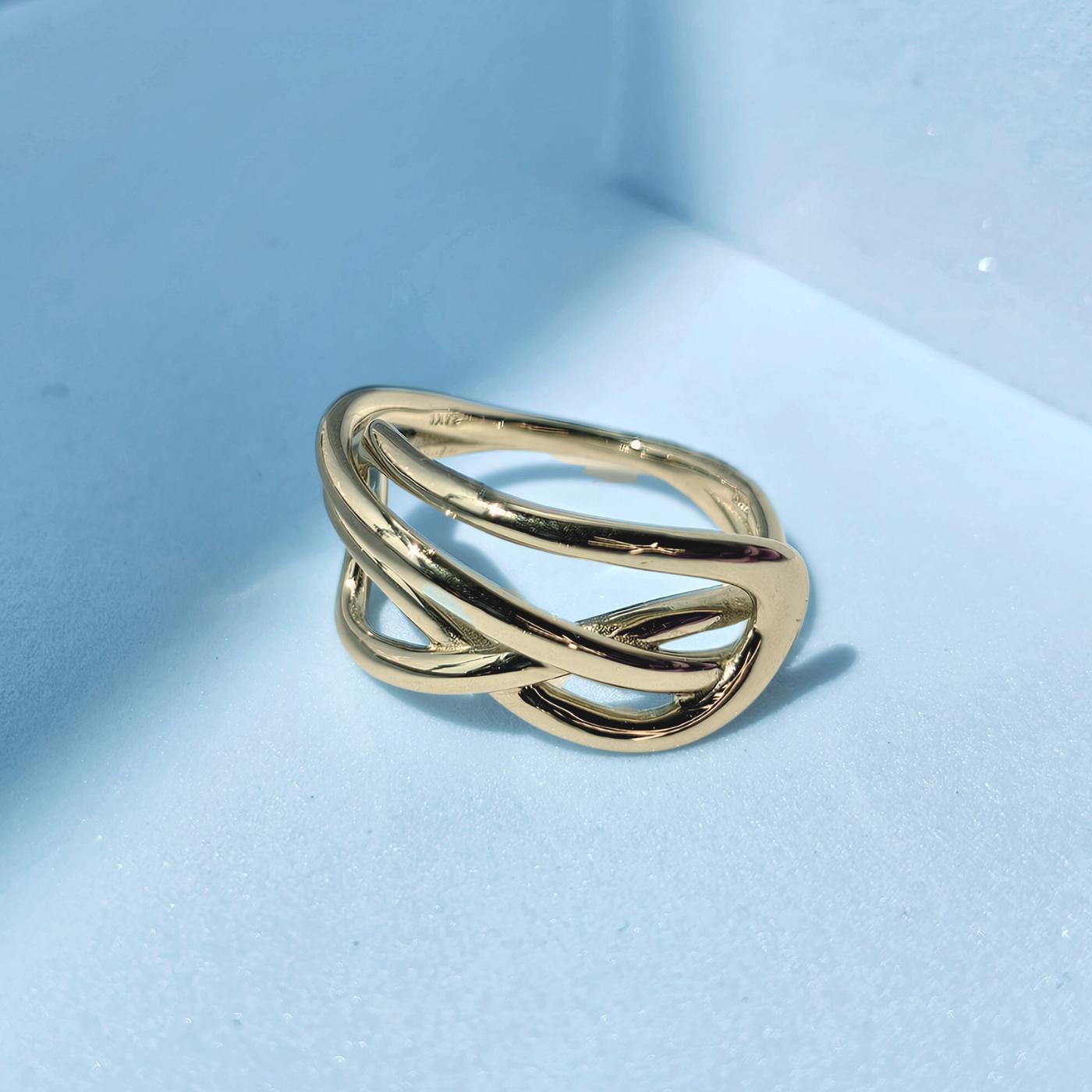 Anillo tejido oro 14k