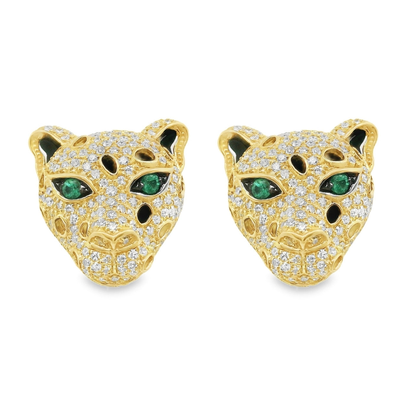 Aretes Pantera con esmeralda y diamantes