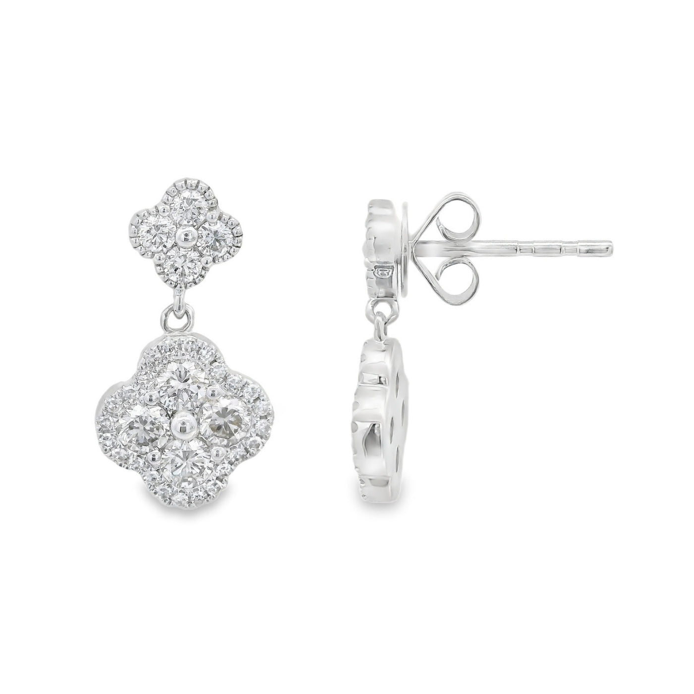 Aretes de diamantes en Flor parte trasera