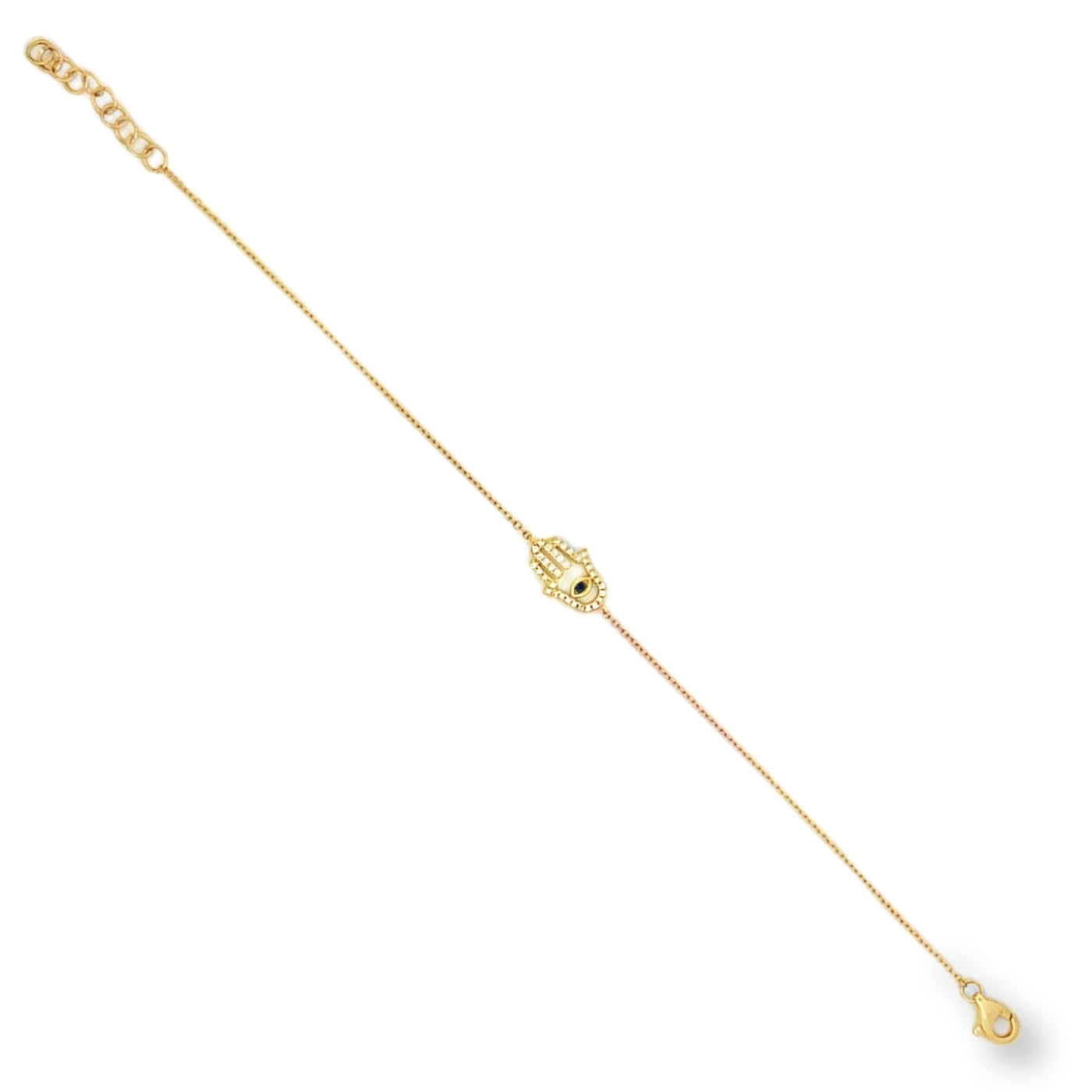 Pulsera Mano de Fatima oro amarillo y zafiro