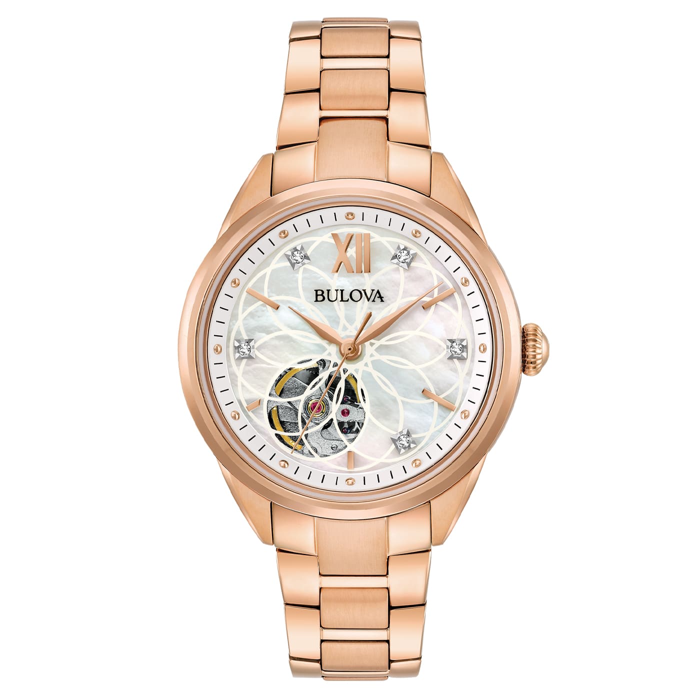 Reloj Bulova mecánico de cuerda con diamantes