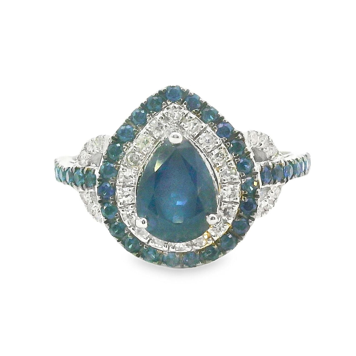 Anillo con zafiro corte pera