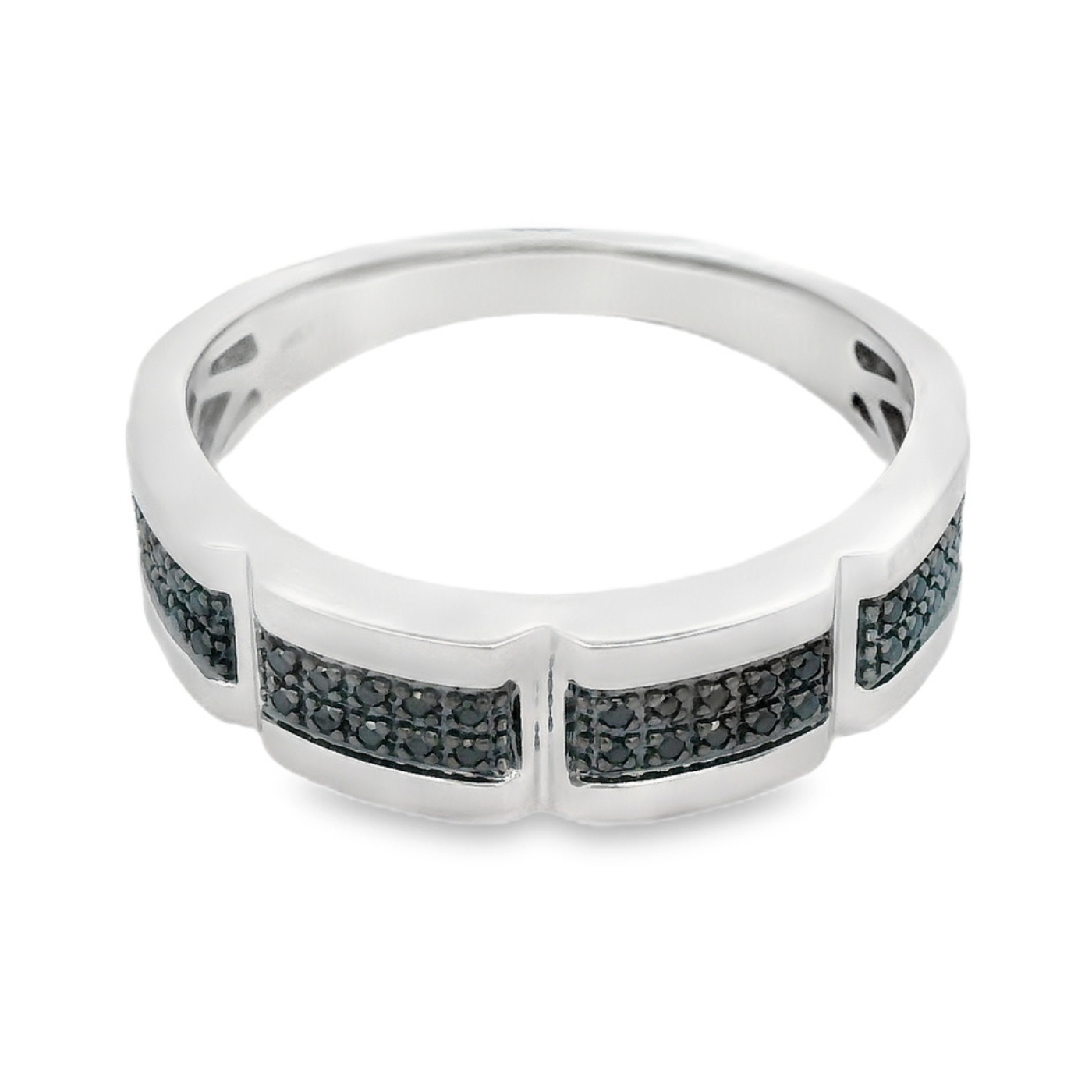 Anillo con 16 puntos de diamante negro