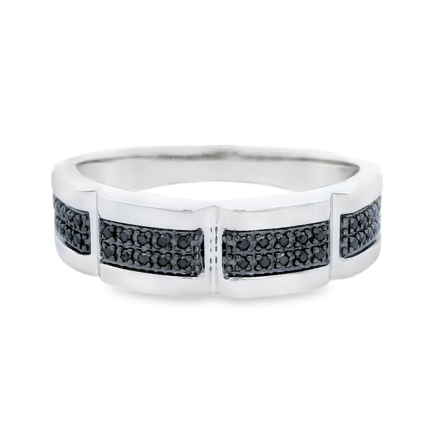 Anillo con 16 puntos de diamante negro