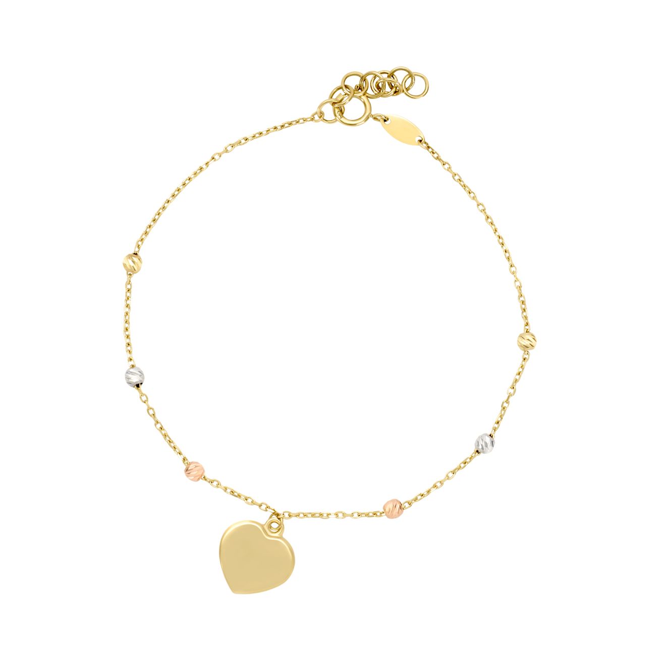 Pulsera corazón oro blanco, rosa y amarillo | Bo&Co