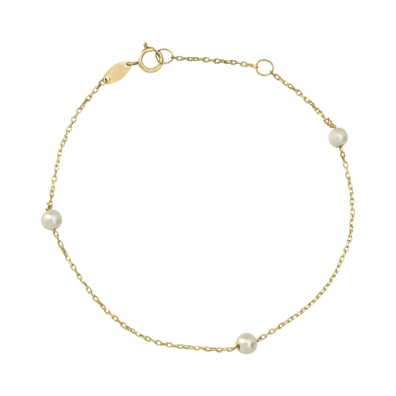 Pulsera dama con perlas oro 14K