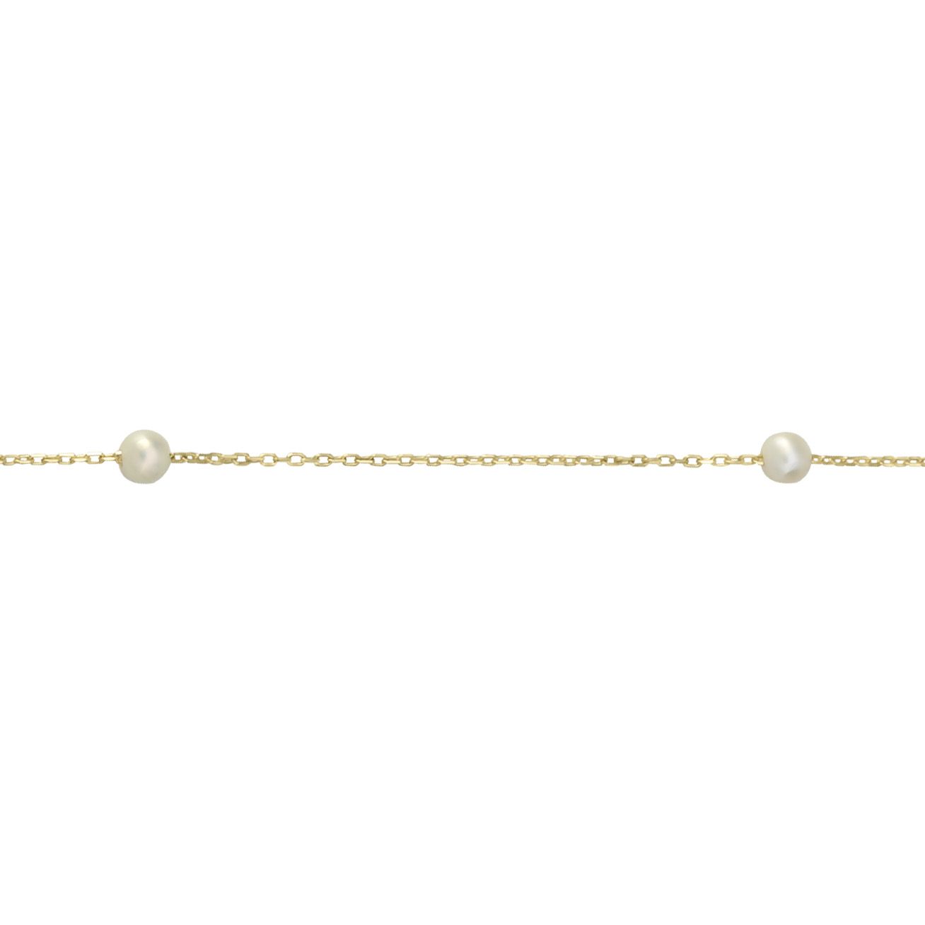 Pulsera dama con perlas oro 14K