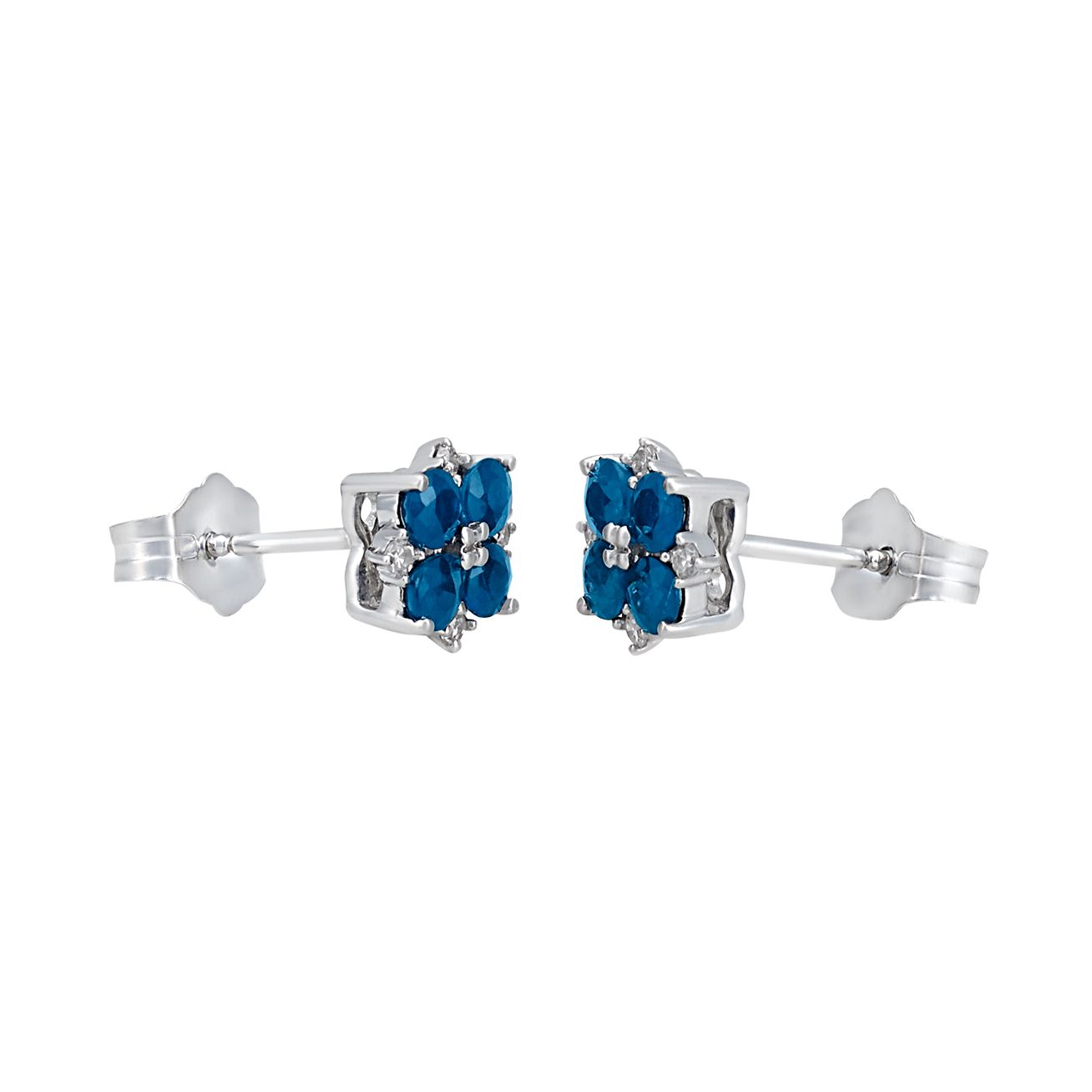 Aretes Flor diamantes y zafiro | Bo&Co