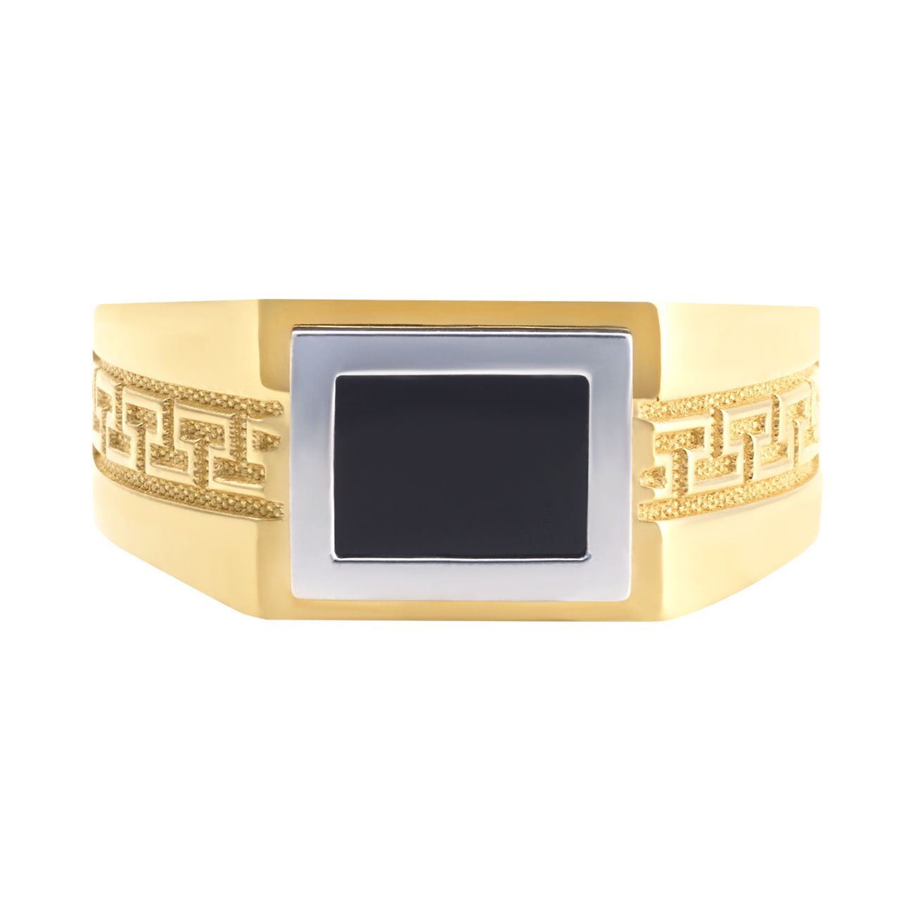 Anillo oro blanco y amarillo con onix