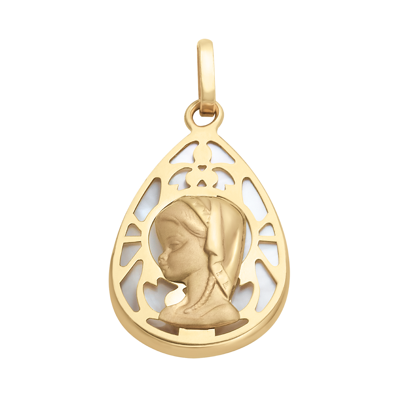 Medalla madona con madre perla