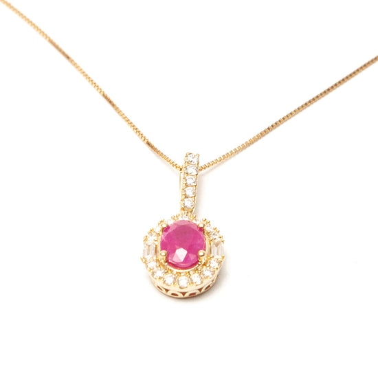 Dije con cadena oro amarillo, rubí y diamantes | Bo&Co