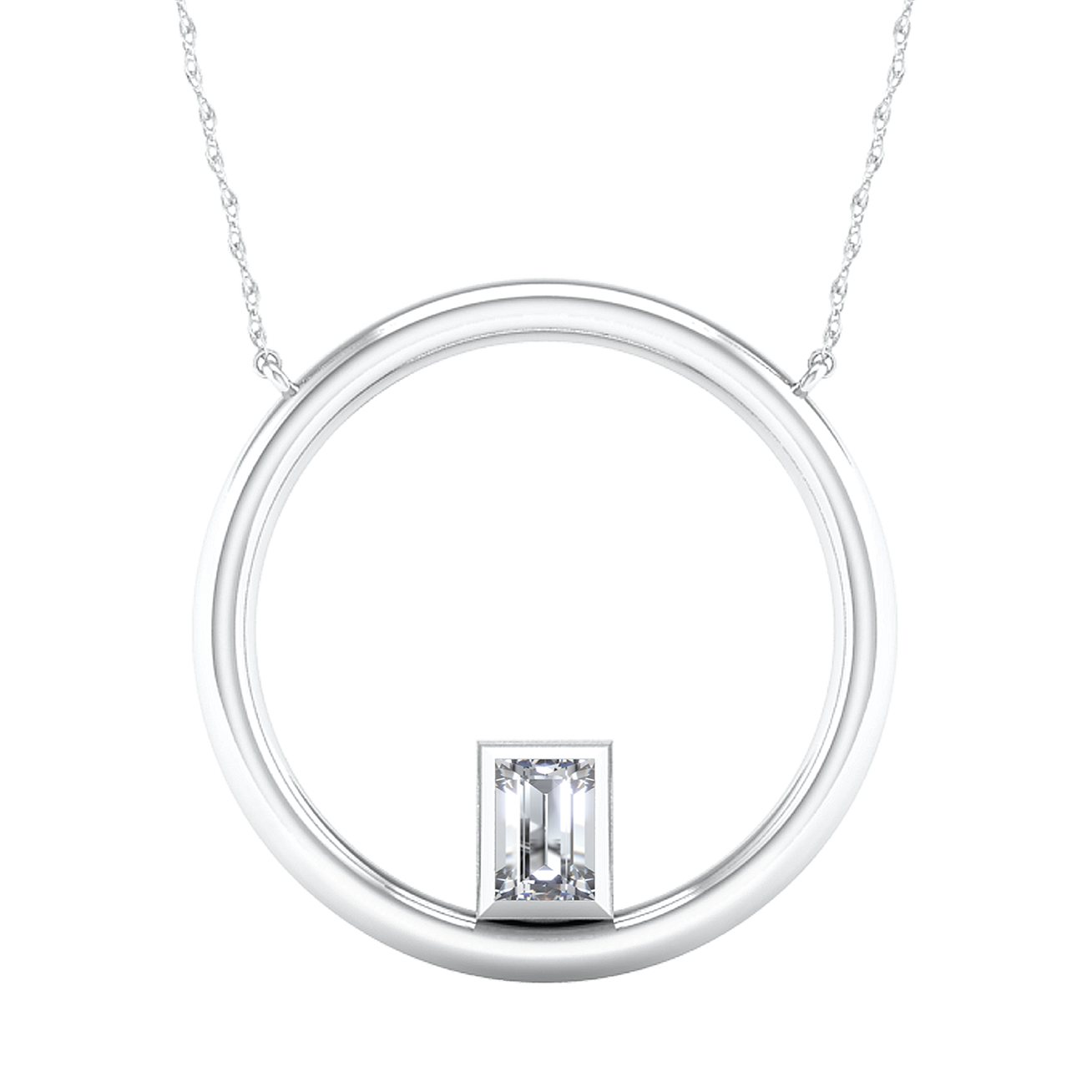 Dije Círculo con cadena y diamante corte esmeralda | Bo&Co