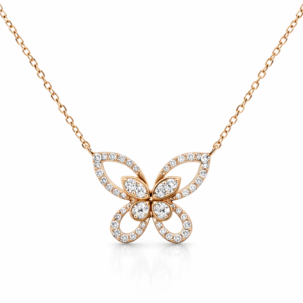 Gargantilla mariposa oro 14k y diamantes