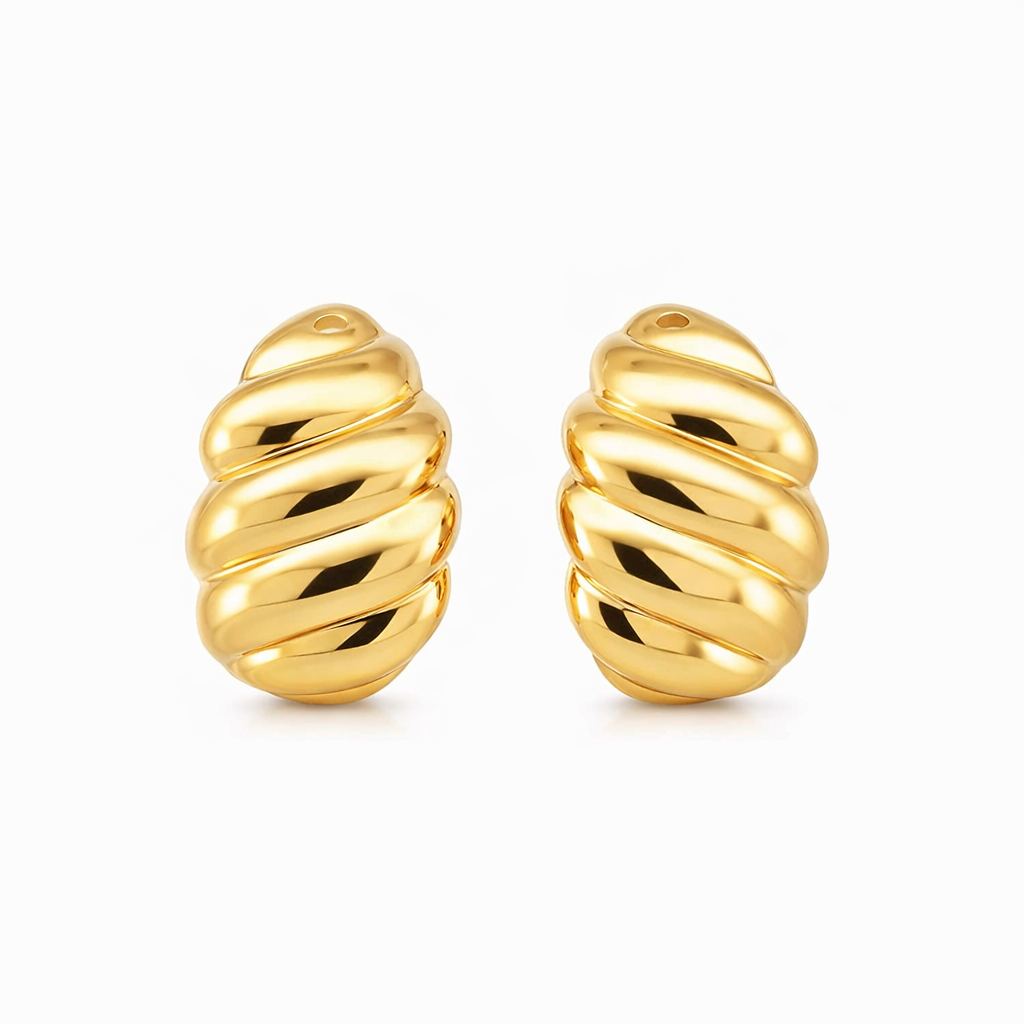 Aretes oro 14K con diseño volumétrico
