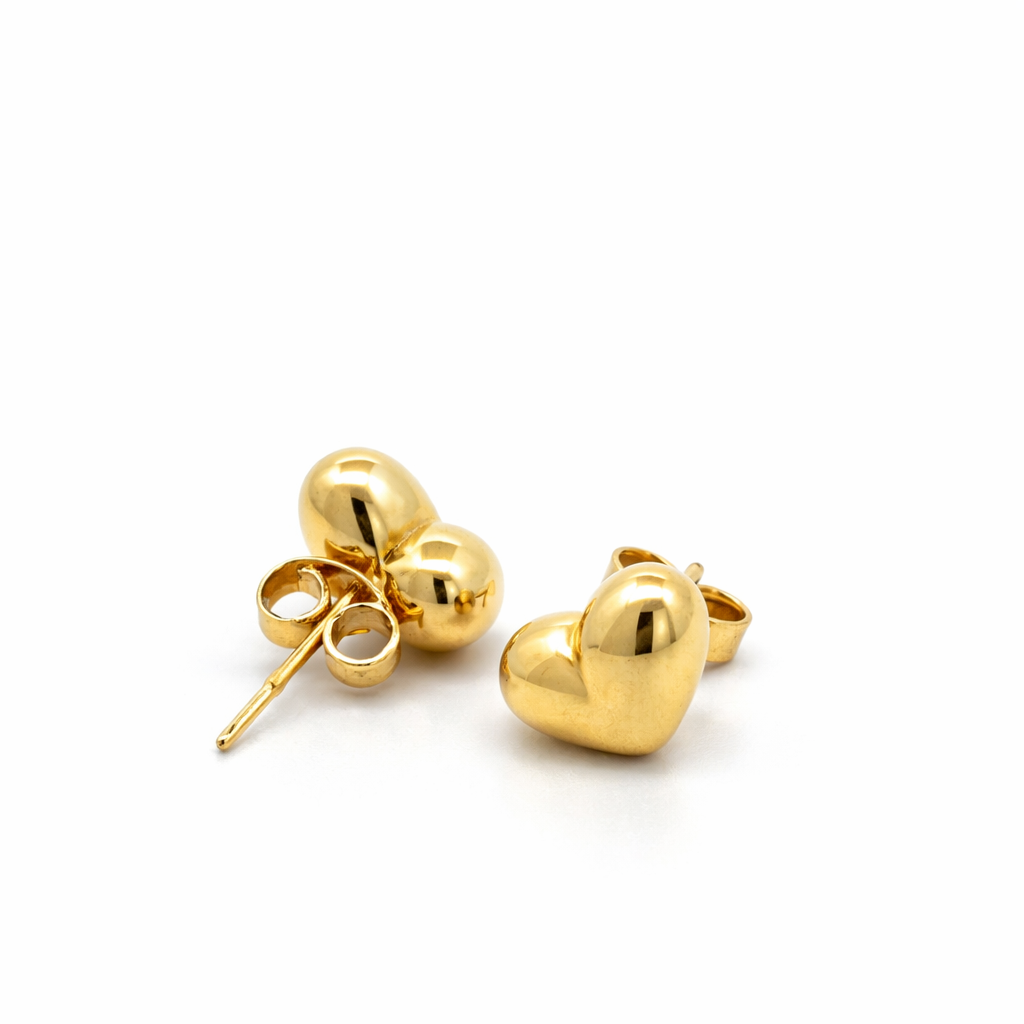 Aretes Corazón oro amarillo lisos