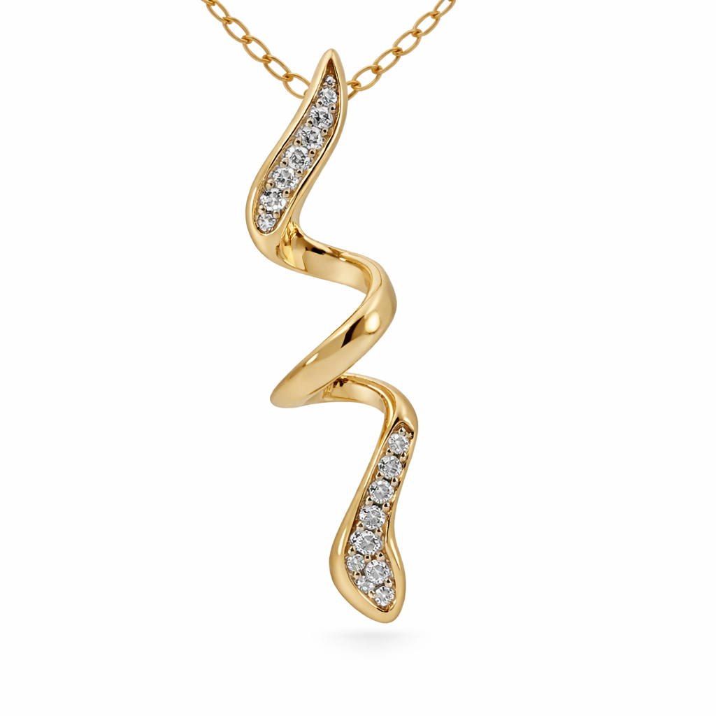 Dije Serpiente con Cadena en Oro 14K y Diamantes