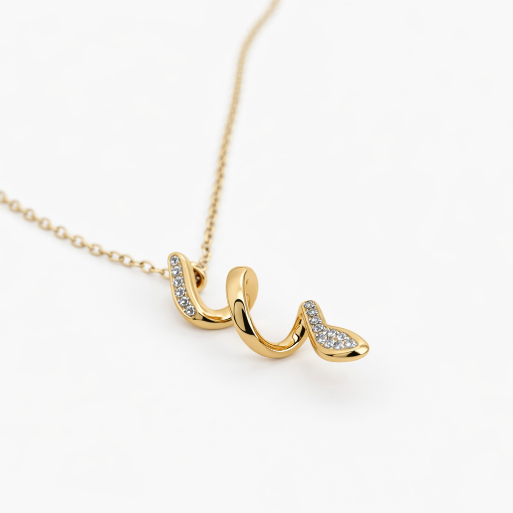 Dije Serpiente con Cadena en Oro 14K y Diamantes