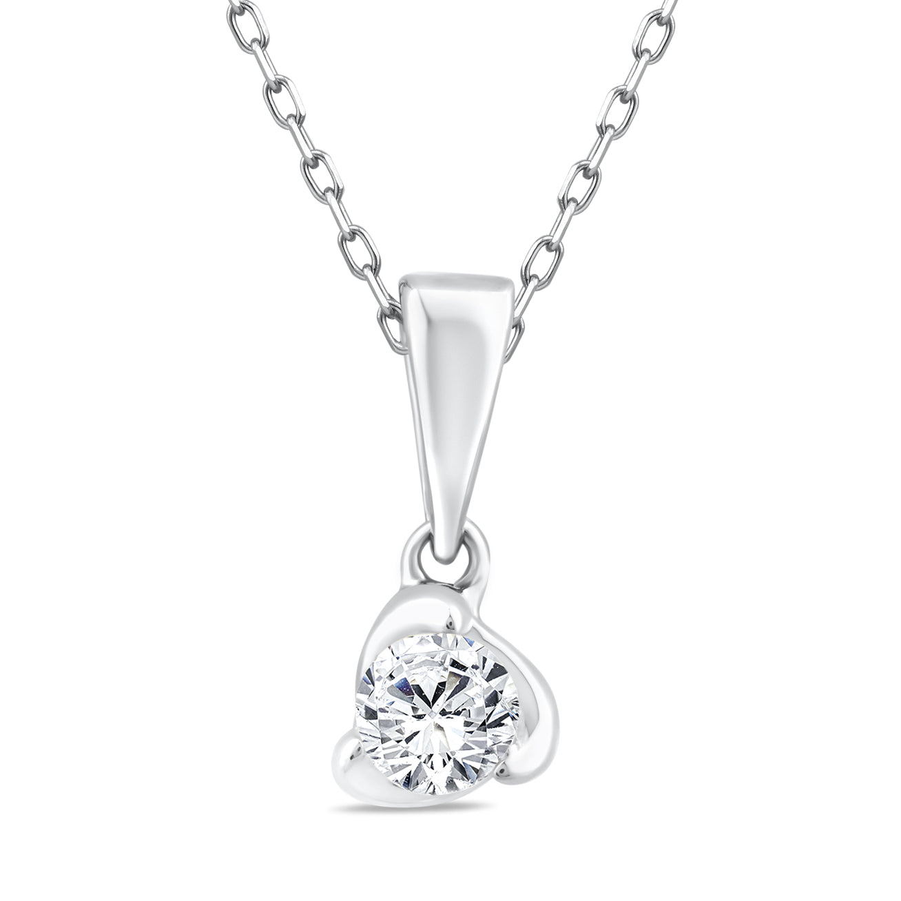 Dije con cadena oro blanco 14K y diamante de 13 puntos Above Love