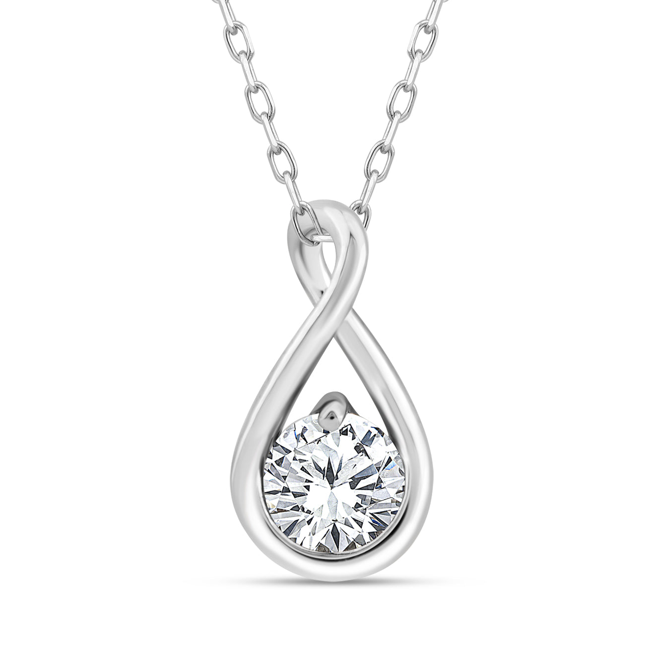 Dije con cadena oro blanco de 14k y diamante lab grown de 25 puntos Above Love