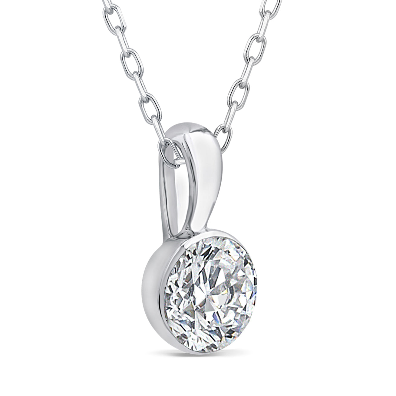 Dije con cadena oro blanco 14K con diamante Above Love