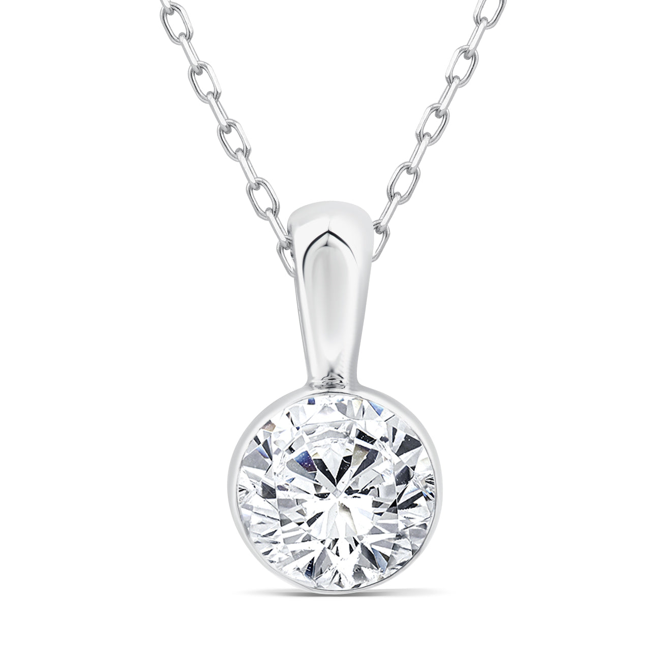 Dije con cadena oro blanco 14K con diamante Above Love