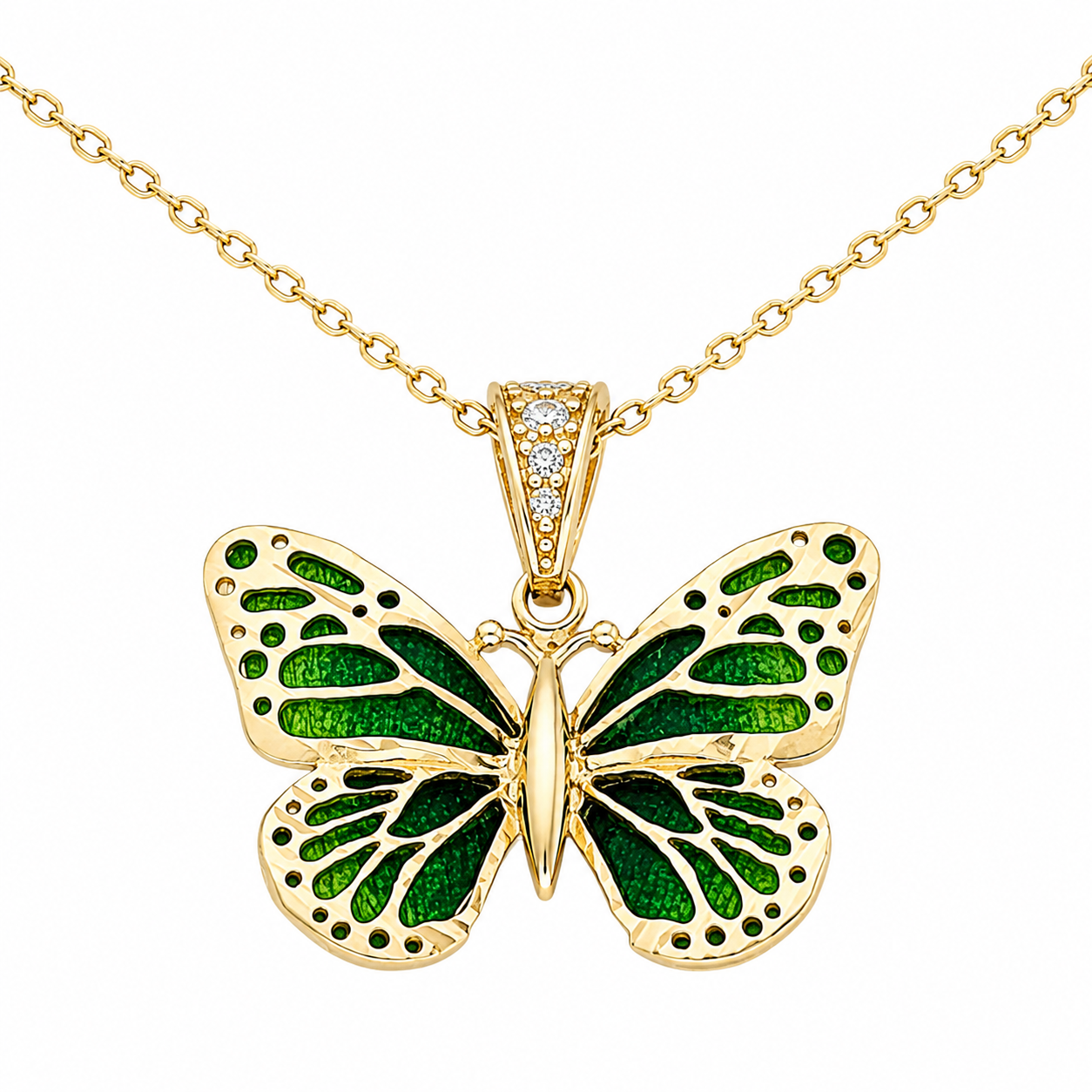 Dije de Mariposa con Cadena de Oro 14K,