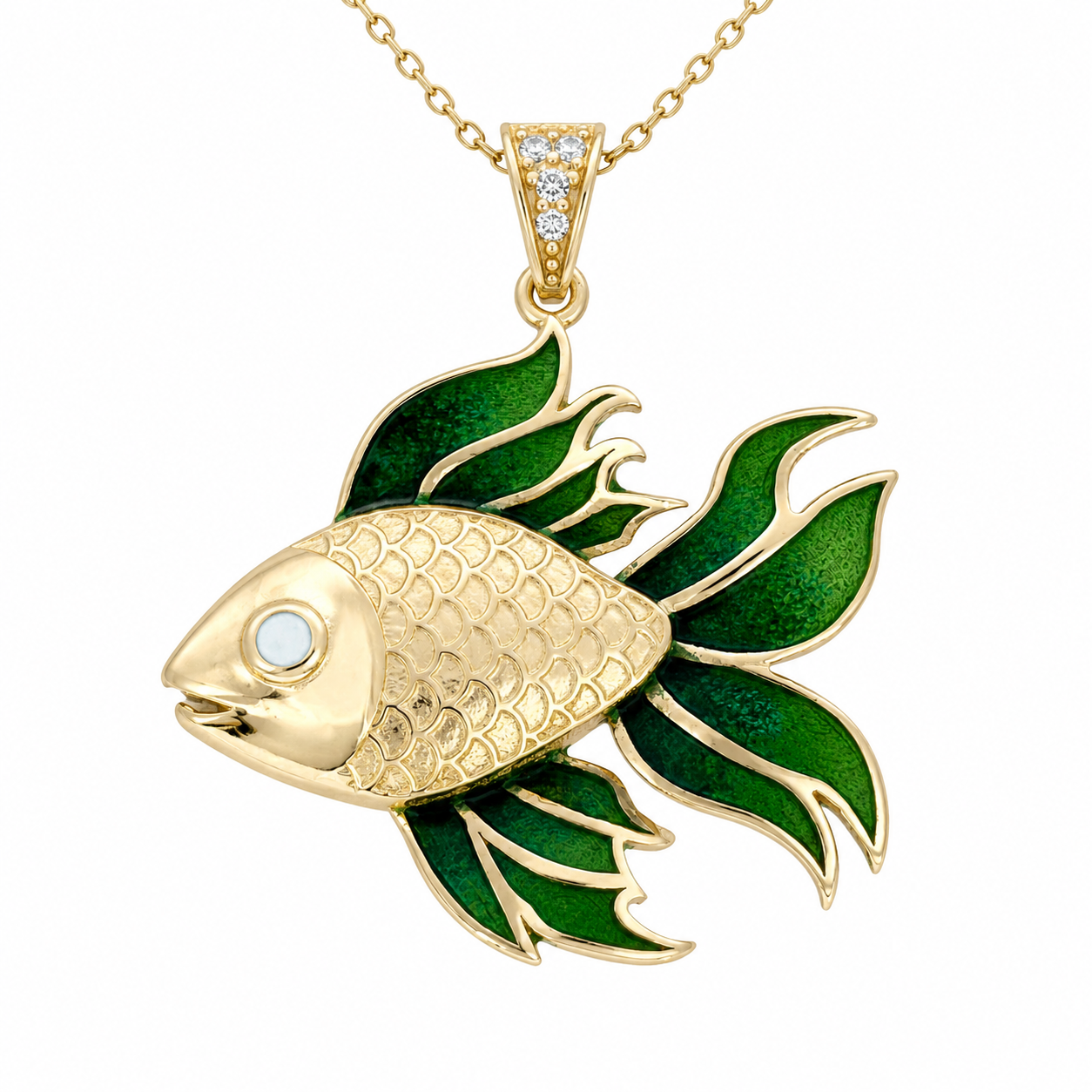 Dije de Pez con Cadena de Oro 14K