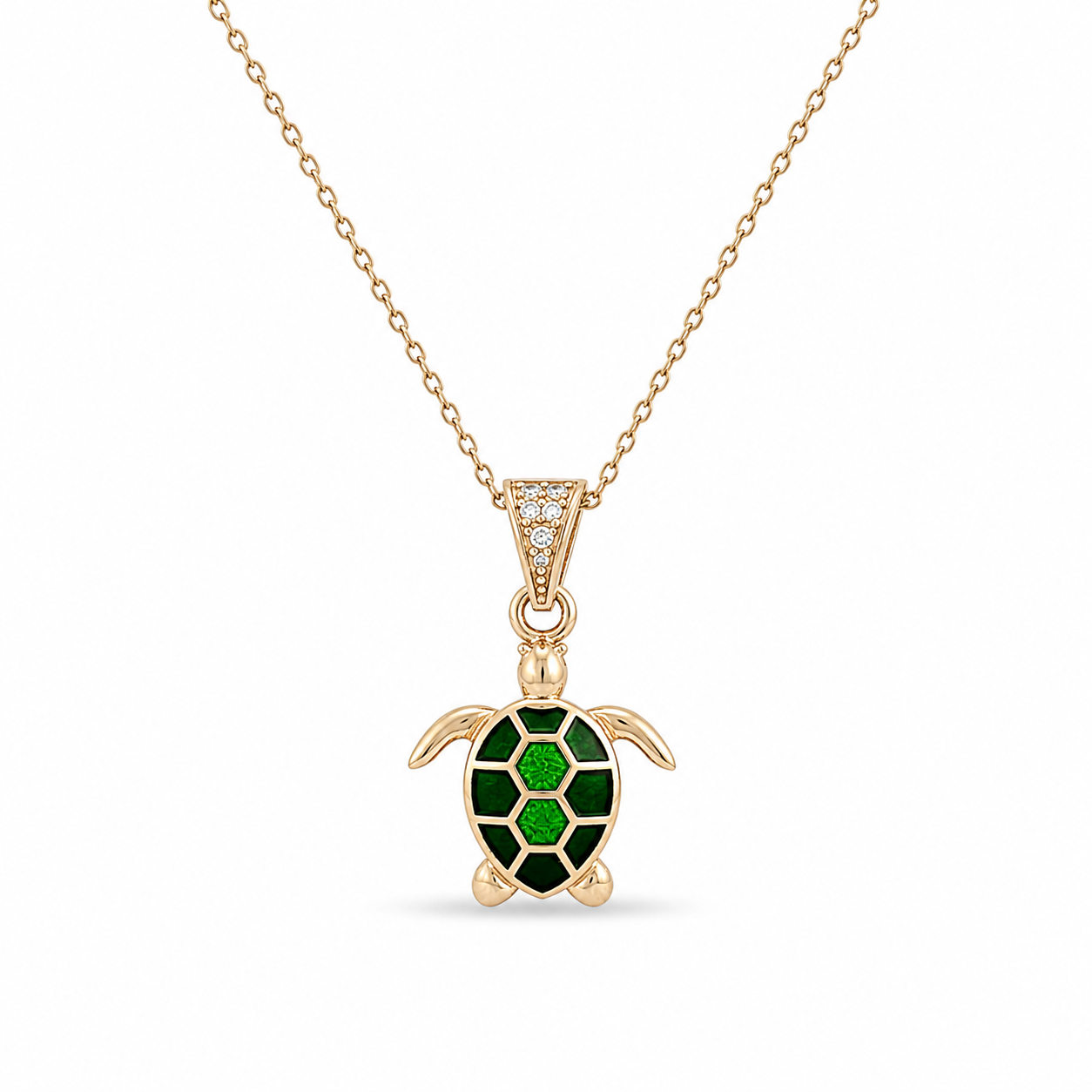 Dije de tortuga con cadena de oro amarillo de 14K