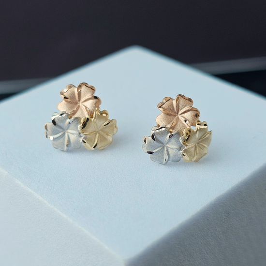 Aretes Flores oro florentino