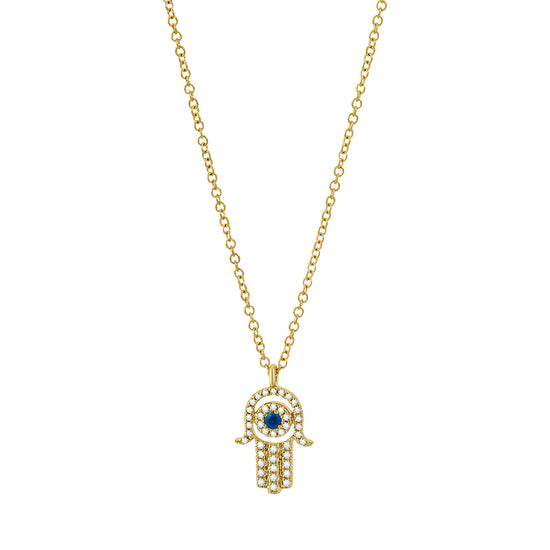Dije con cadena mano Hamsa con diamantes | Bo&Co