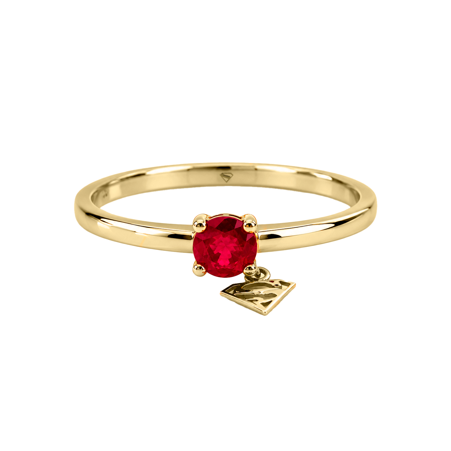 Anillo Dysis SG Rubí y Charm Supergirl Oro Amarillo 14K