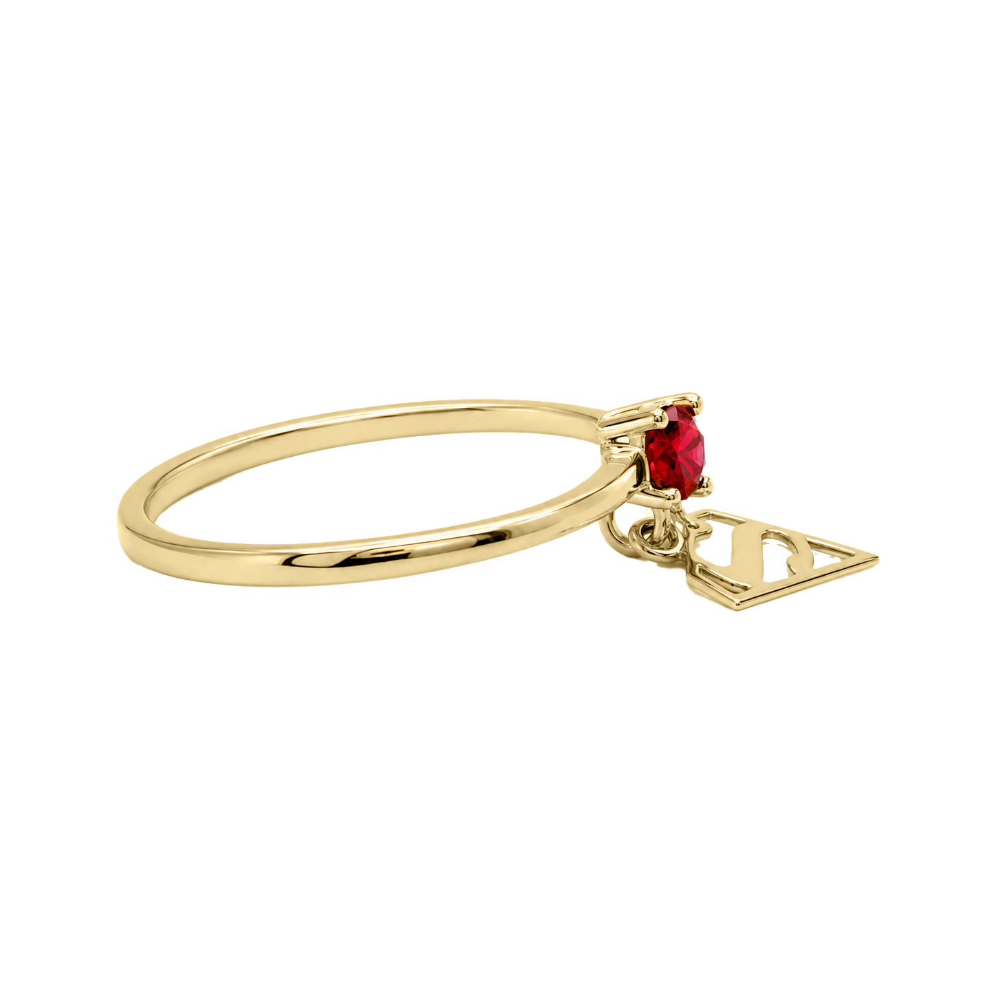 Anillo Dysis SG Rubí y Charm Supergirl Oro Amarillo 14K