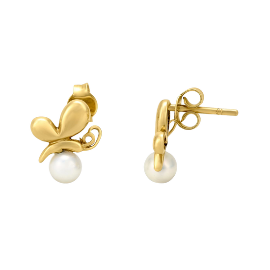 Aretes Borboleta Oro 14K y Perla | Bo&Co