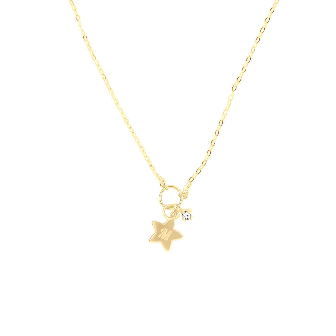Dije con cadena con inicial y diamante