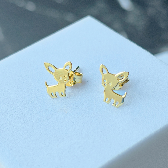Aretes perrito Chihuahua Oro 14K
