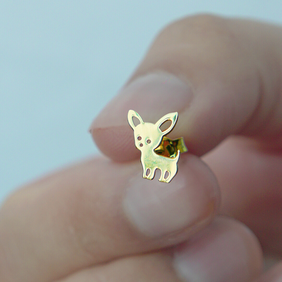 Aretes perrito Chihuahua Oro 14K