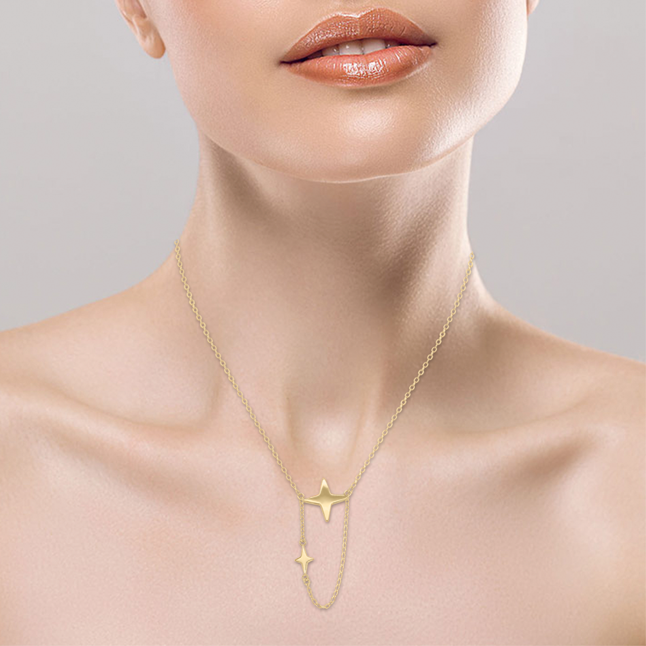 Dije con Cadena Star Supergirl Oro Amarillo 14K