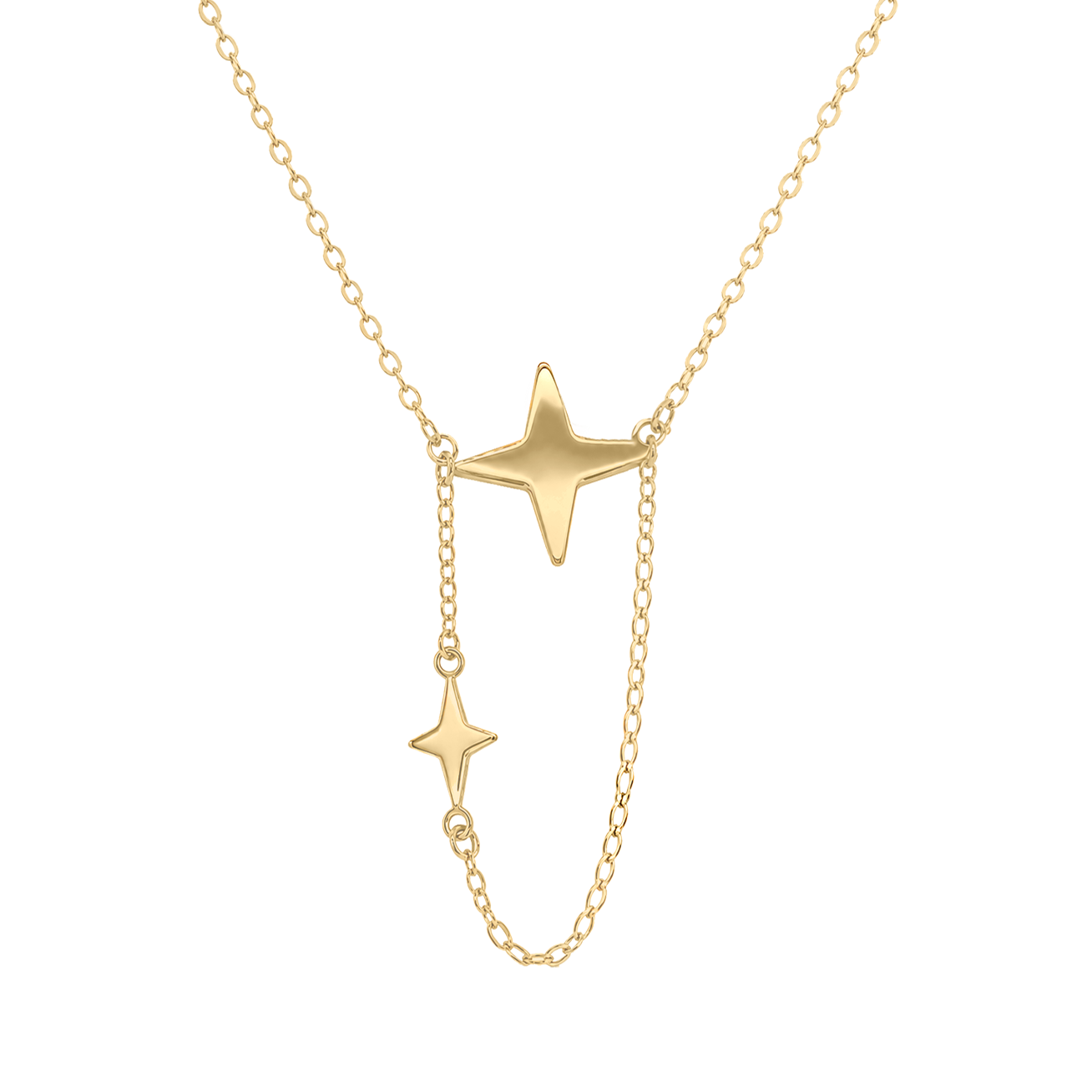 Dije con cadena Star Supergirl elaborado en oro amarillo 14K con diseño de estrella y acabado brillante.