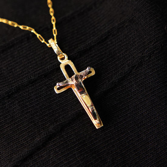 Dije Cruz con Cristo oro 14k