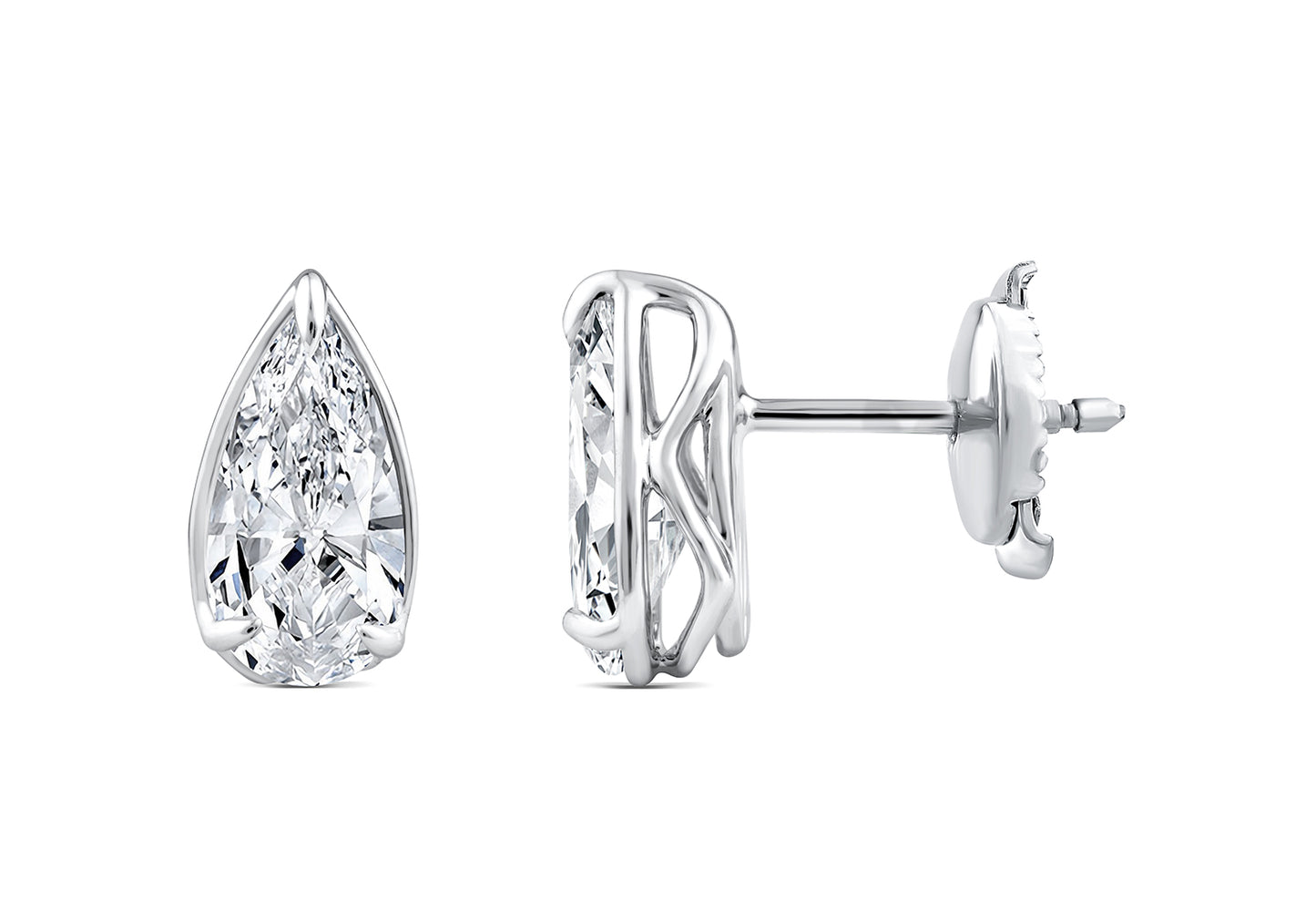 Aretes de oro blanco 14K con 1.42 quilates de diamantes Lab Grown