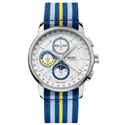 MIDO Baroncelli Chronograph Moonphase blanco automático