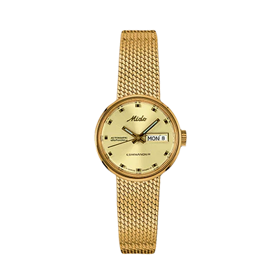 Reloj MIDO Commander dama automático PVD dorado 23.5mm carátula dorada