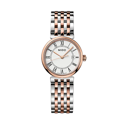 Reloj MIDO Dorada dama bicolor oro rosa 25mm carátula blanca romana
