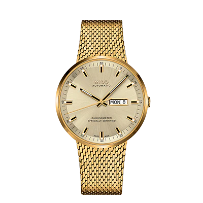 Reloj MIDO Commander Icône Chronometer PVD dorado 42mm carátula dorada