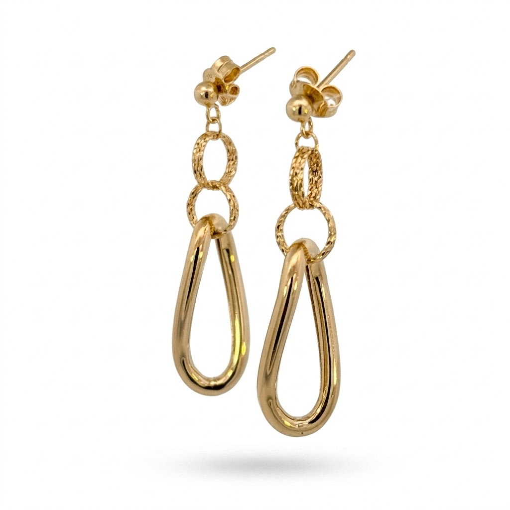 Aretes oro amarillo diseño entrelazado