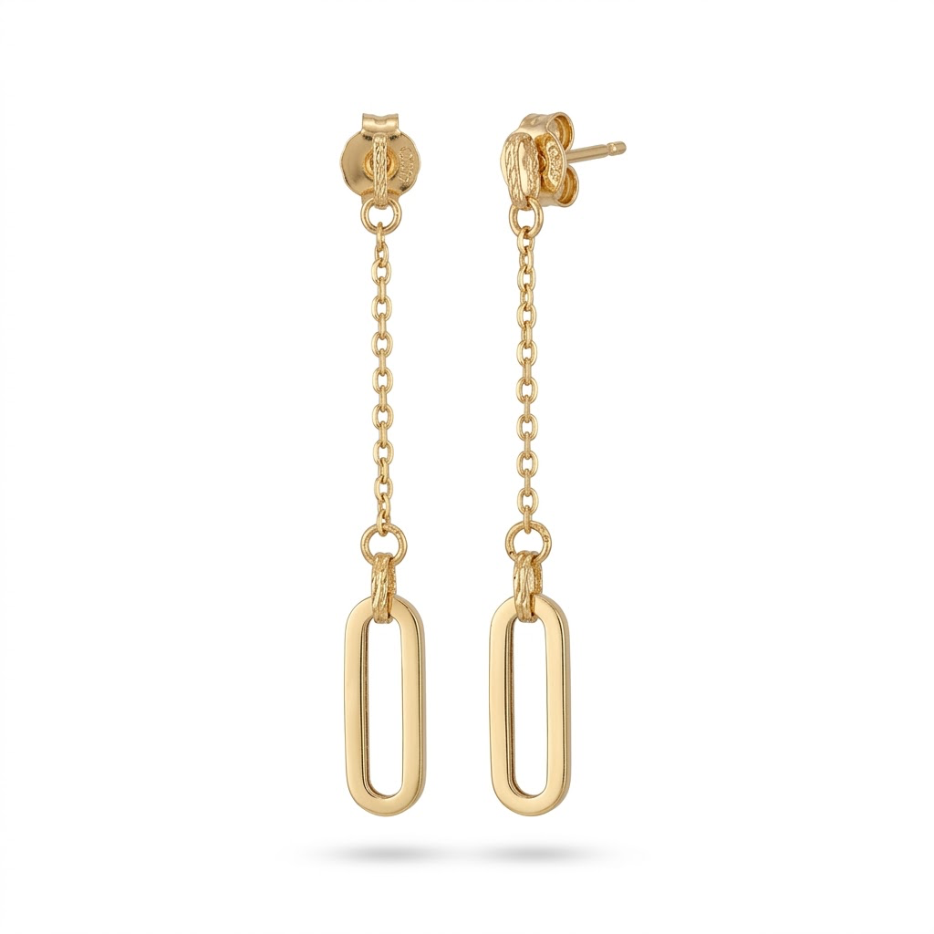 Aretes colgantes de oro 14K con eslabón