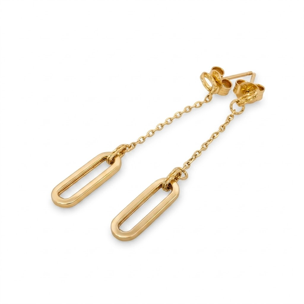 Aretes colgantes de oro 14K con eslabón