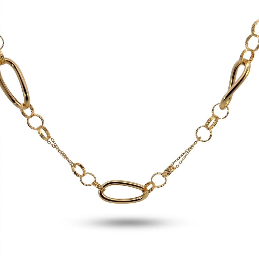 Gargantilla de oro 14K con eslabones texturizados