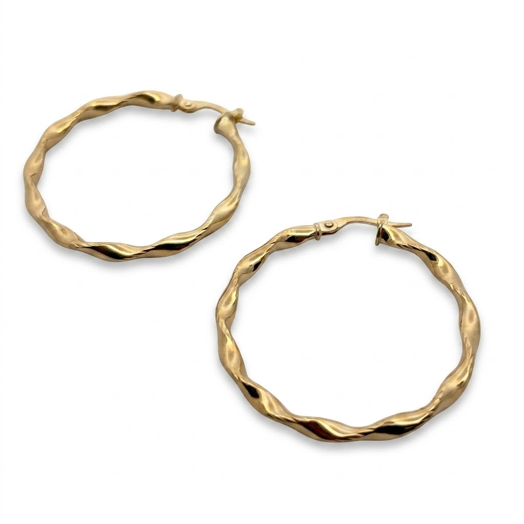 Arracadas de oro 14K con diseño ondulado