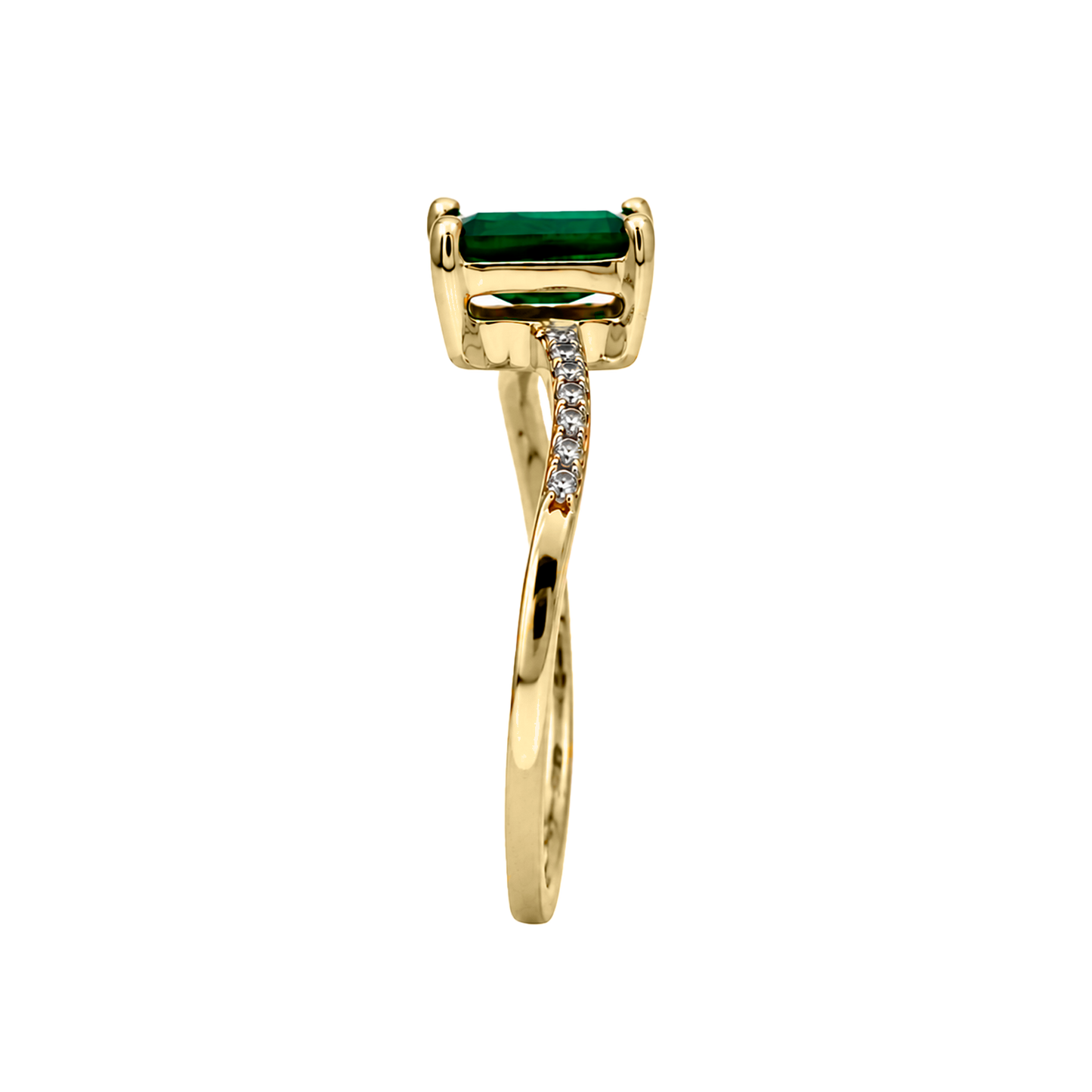 Anillo Muzo Oro 14K con Esmeralda y Diamantes